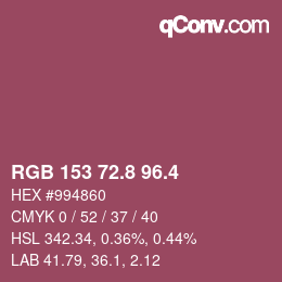 カラーコード: RGB 153 72.8 96.4 | qconv.com