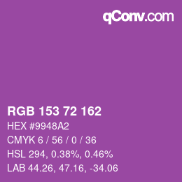 Color code: RGB 153 72 162 | qconv.com