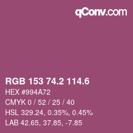 カラーコード: RGB 153 74.2 114.6 | qconv.com
