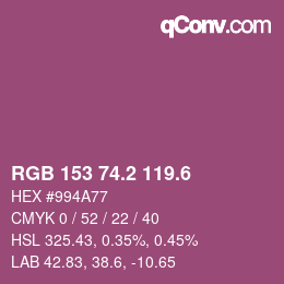 カラーコード: RGB 153 74.2 119.6 | qconv.com