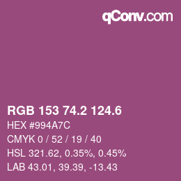 カラーコード: RGB 153 74.2 124.6 | qconv.com