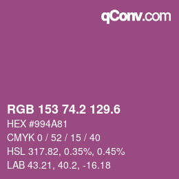カラーコード: RGB 153 74.2 129.6 | qconv.com