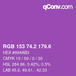 カラーコード: RGB 153 74.2 179.6 | qconv.com