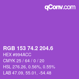 カラーコード: RGB 153 74.2 204.6 | qconv.com