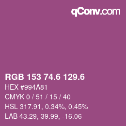 カラーコード: RGB 153 74.6 129.6 | qconv.com