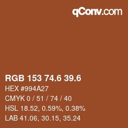 カラーコード: RGB 153 74.6 39.6 | qconv.com