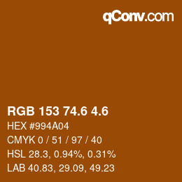 カラーコード: RGB 153 74.6 4.6 | qconv.com