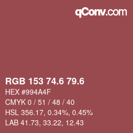 カラーコード: RGB 153 74.6 79.6 | qconv.com