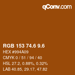 カラーコード: RGB 153 74.6 9.6 | qconv.com