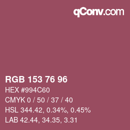 カラーコード: RGB 153 76 96 | qconv.com