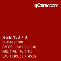 カラーコード: RGB 153 7 0 | qconv.com