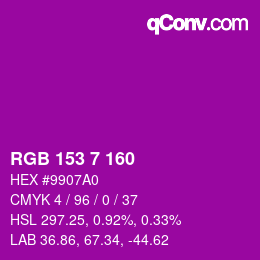 Color code: RGB 153 7 160 | qconv.com