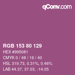 Color code: RGB 153 80 129 | qconv.com