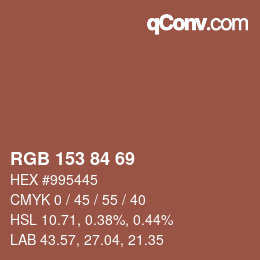 Color code: RGB 153 84 69 | qconv.com