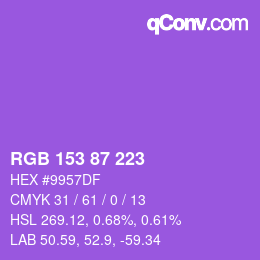 カラーコード: RGB 153 87 223 | qconv.com