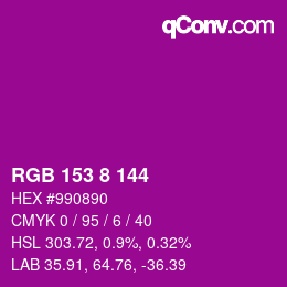 Color code: RGB 153 8 144 | qconv.com
