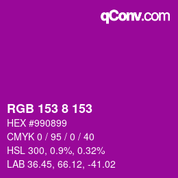 カラーコード: RGB 153 8 153 | qconv.com