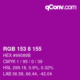 颜色代码: RGB 153 8 155 | qconv.com