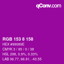 Color code: RGB 153 8 158 | qconv.com