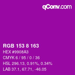 Color code: RGB 153 8 163 | qconv.com