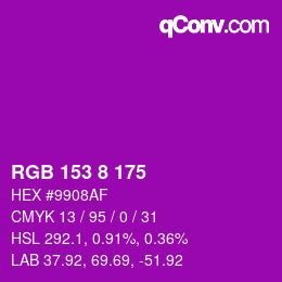 Color code: RGB 153 8 175 | qconv.com