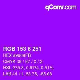 Color code: RGB 153 8 251 | qconv.com