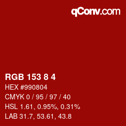 Farbcode: RGB 153 8 4 | qconv.com