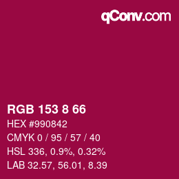 颜色代码: RGB 153 8 66 | qconv.com