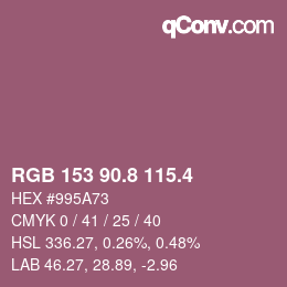 カラーコード: RGB 153 90.8 115.4 | qconv.com