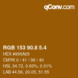 カラーコード: RGB 153 90.8 5.4 | qconv.com
