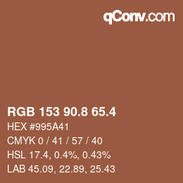 カラーコード: RGB 153 90.8 65.4 | qconv.com