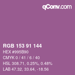 カラーコード: RGB 153 91 144 | qconv.com