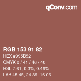 Color code: RGB 153 91 82 | qconv.com