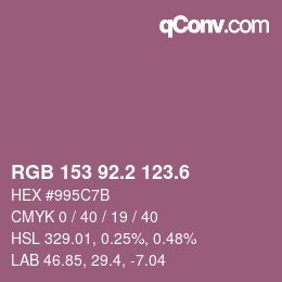 カラーコード: RGB 153 92.2 123.6 | qconv.com