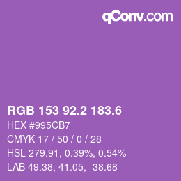 カラーコード: RGB 153 92.2 183.6 | qconv.com