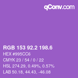カラーコード: RGB 153 92.2 198.6 | qconv.com