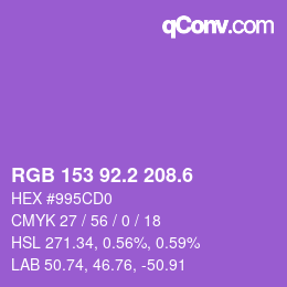 カラーコード: RGB 153 92.2 208.6 | qconv.com