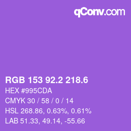 カラーコード: RGB 153 92.2 218.6 | qconv.com