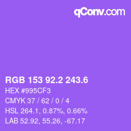 カラーコード: RGB 153 92.2 243.6 | qconv.com
