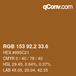 カラーコード: RGB 153 92.2 33.6 | qconv.com