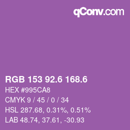 カラーコード: RGB 153 92.6 168.6 | qconv.com