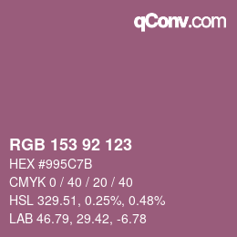 颜色代码: RGB 153 92 123 | qconv.com