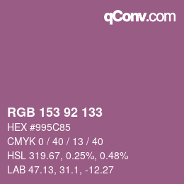 颜色代码: RGB 153 92 133 | qconv.com