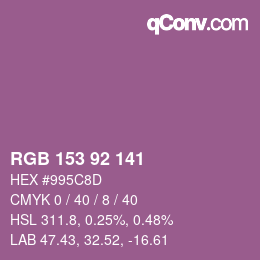 カラーコード: RGB 153 92 141 | qconv.com