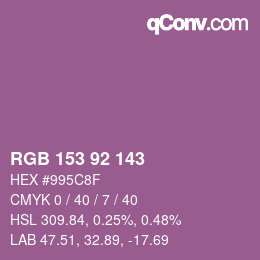 カラーコード: RGB 153 92 143 | qconv.com