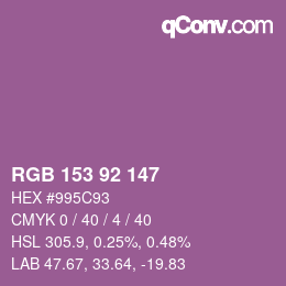 颜色代码: RGB 153 92 147 | qconv.com