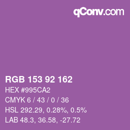 カラーコード: RGB 153 92 162 | qconv.com