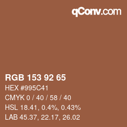 Color code: RGB 153 92 65 | qconv.com