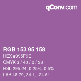 Color code: RGB 153 95 158 | qconv.com
