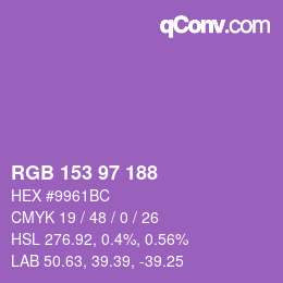 カラーコード: RGB 153 97 188 | qconv.com